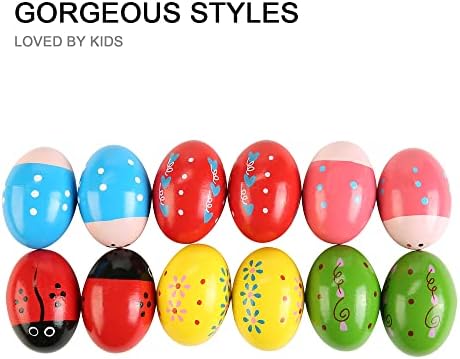 12Pcs Wooden Egg Shakers Hand Musical Maracas Percussion Instruments - Image 2