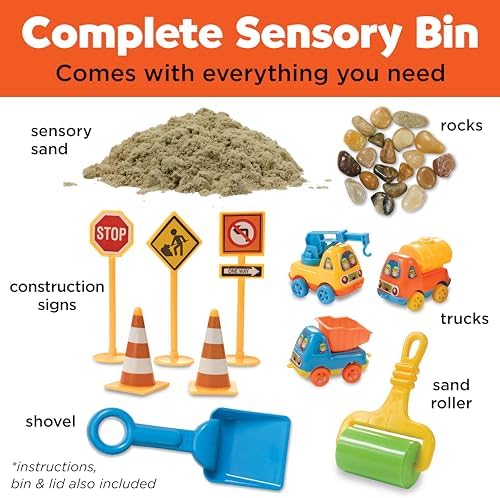 Creativity for Kids Sensory Bin: Construction Zone Playset - Preschool Learning Activities, Excavator Toys for Boys Ages 3-5+, Outdoor Toys and Gifts for Kids - Image 3