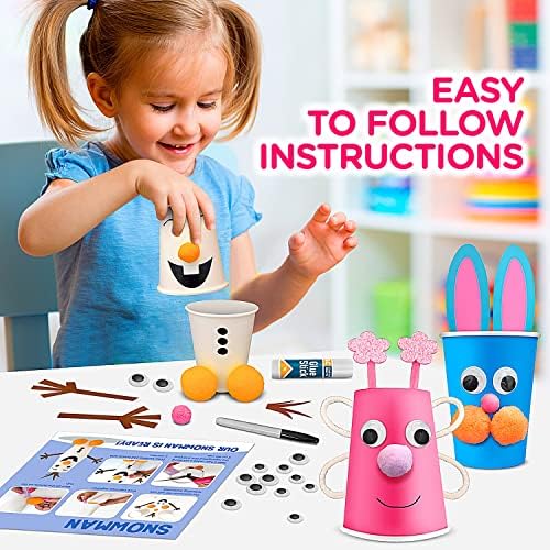 Arts and Crafts for Toddlers & Kids Ages 3-5 – Paper Cup Craft Kit, 8 Animal Projects – Fun Preschool Activity for Girls & Boys - Image 4