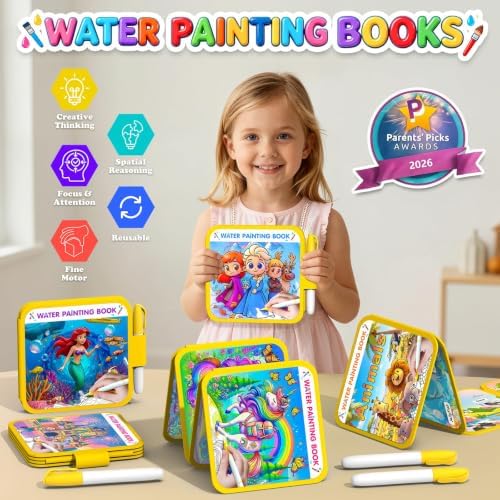 ZHOC Reusable Water Painting Books for Kids – 3 Pack Magic Water Reveal Coloring Books with Water Pens (Dinosaur, Cars & Animals) No-Mess Coloring Book Fun Travel Activity for Ages 3 4 5 6 7 8 - Image 3