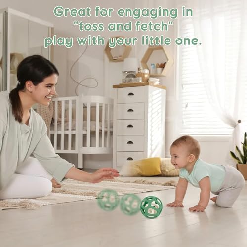 MCGMITT Sensory Balls for Baby, Easy Grasp Food Grade Stretchy Silicone Baby Teether Ball for 0-6 6-12 Months, BPA-Free Montessori Chew Toy, Newborn Infant Learning Developmental Toys Gift - Image 4