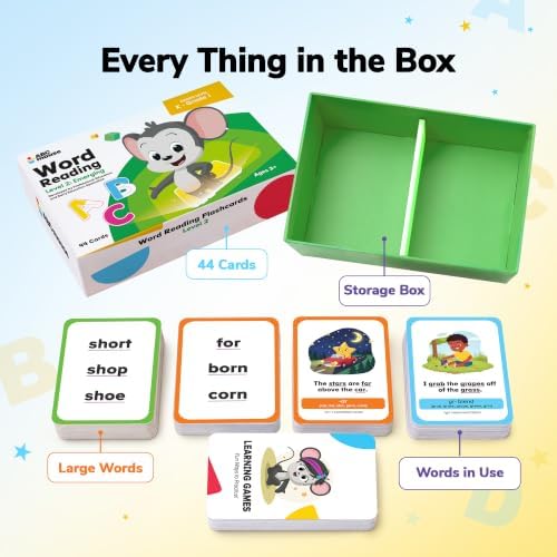 ABCmouse Word Reading Flashcards for Kids Ages 5 to 7, Kindergarten and Grade 1, 44 Flash Cards to Learn to Read with Beginning Blends, Digraphs, Advanced Word Families, Level 2: Emerging Series - Image 4