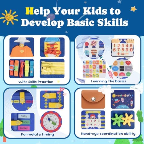 Montessori Busy Board & Busy Book 25+ Activities for Toddlers, Sensory Toy - Image 4