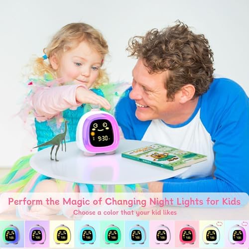 ANALOI Alarm Clock for Kids, Kids Alarm Clock Ok to Wake Cute Night Light for Bedroom, Toddlers Sleep Training Clock Stay in Bed, Dinosaur Birthday Gift for Kids Boys Girls - Image 4