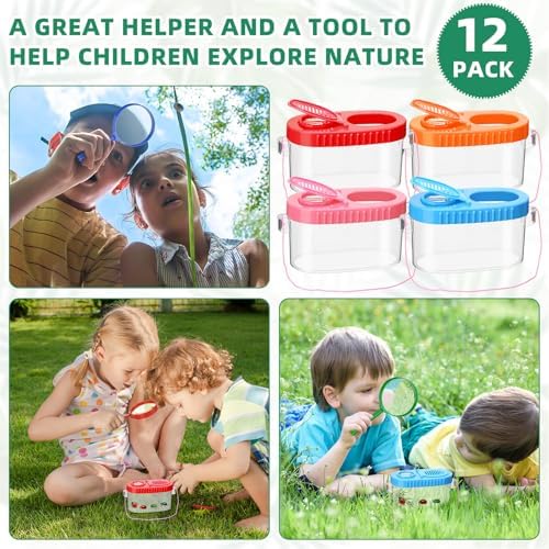 Halloscume 12 Pcs Insect Bug Viewer for Kids Explorer Outdoor Set Bug Catcher Containers for Insects Magnifying Insect Box Observation Kit for Science Nature Exploration Collecting - Image 5