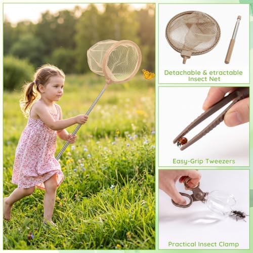 9 Pcs Bug Catcher for Kids, Outdoor Kids Explorer Kit with Magnifying Glass Butterfly Backpack & 6 Bug Catching Accessories, Outdoor Explorer Kit Nature Exploration Toys STEM Gift for Boys Girls 3-12 - Image 5