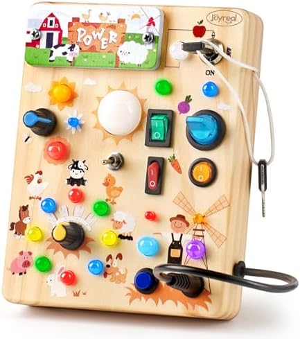 Joyreal Wooden Busy Board for Toddlers - Montessori Toys for 1 2 3 Year Old by Joyreal