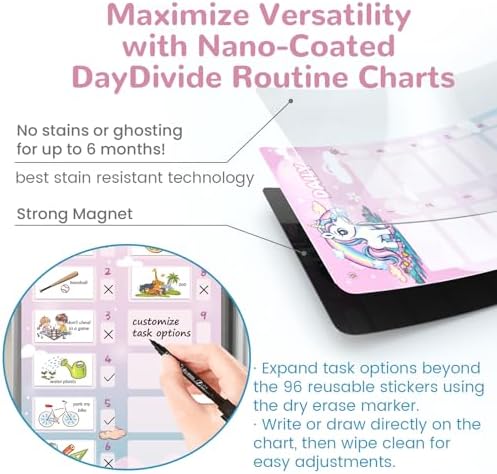 JJPRO Magnetic Bedtime/Morning/Daily Reward Routine Chart for Kids with Reward Jar-Bedtime Routine Chart,Reward Jar for Kids,Daily Checklist Reward Chart for Toddlers,Visual Schedule Board -Unicorn - Image 5