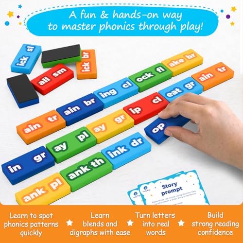 Simply Magic 112 PCS Magnetic Phonics Dominoes – Blends and Digraphs Games - Image 4