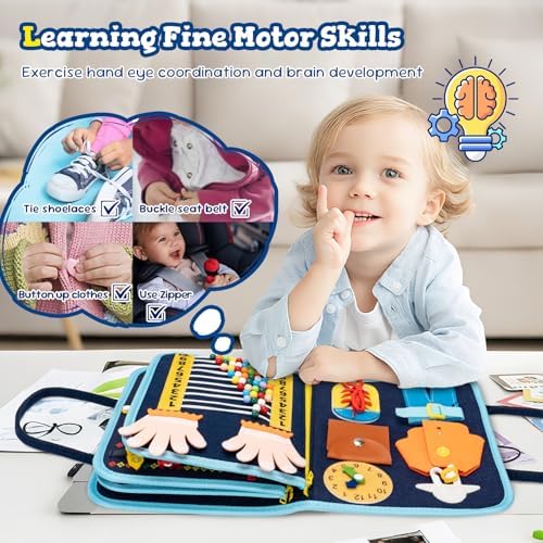 Montessori Busy Board & Busy Book for Toddlers with 20+ Learning Activities, Sensory Activity Toy for Fine Motor Skills, Montessori Learning Toy, Quiet Travel Toy for Airplane & Car, Birthday Gift - Image 4