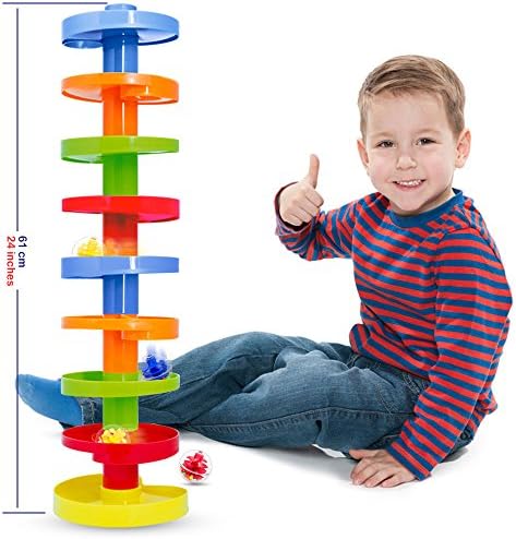 WEofferwhatYOUwant Ball Drop Toy – 14-Piece Expandable STEM Tower Set for Toddlers 9M+ | DIY Bridge, 1.8" Rattle Balls, Stackable Ramps | Safe, Durable Polypropylene | Interactive & Imaginative Play - Image 6