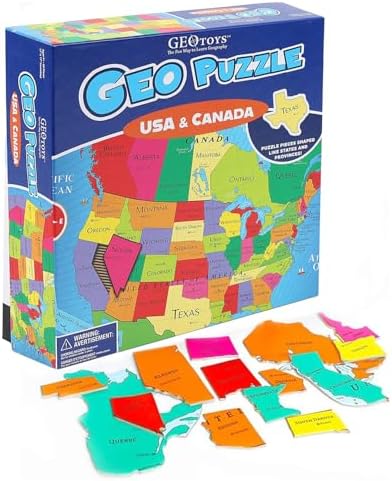 GeoPuzzle USA & Canada Jigsaw Puzzles, 69 Pc Puzzle for Kids Ages 6 & Up by Geotoys