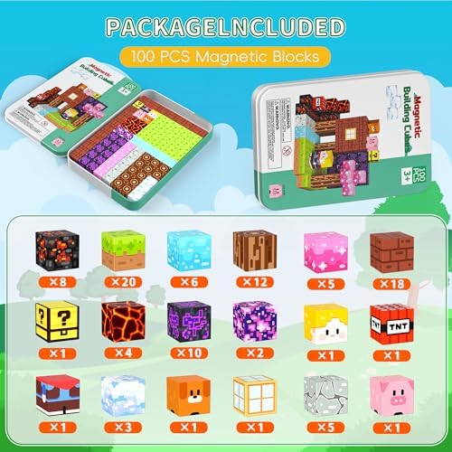 100PCS Magnetic Blocks Magnet Building Cubes Birthday Gifts for Kids - Image 2