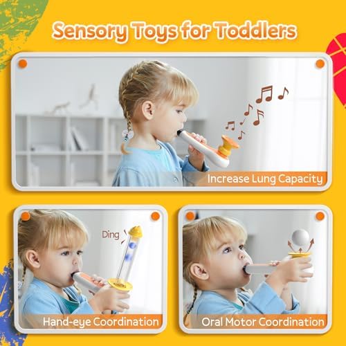 TOP BRIGHT 3 in 1 Sensory Toys for Toddlers with Whistle & Ball Blowing - Image 2