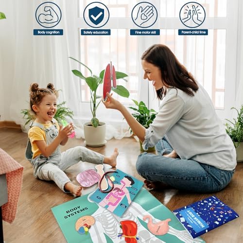 Human Body Activities & Experiments Science Kit for Kids,Human Anatomy Body Parts with Broken Bones X Ray,Lung Breathing Model, Vessels, Digestive System,Muscles Model,Skeleton,Human Organ STEM 5+ - Image 2