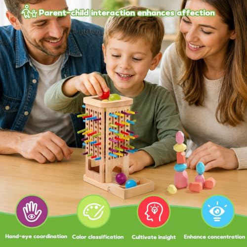 Montessori Toys for 3 Year Old, Fine Motor Skills Pick Up Sticks Ball Drop - Image 4