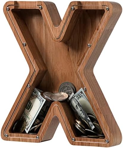 Ladenk Wooden Letter Piggy Bank - Piggy Bank for Kids Boys Girls Toddler by Ladenk