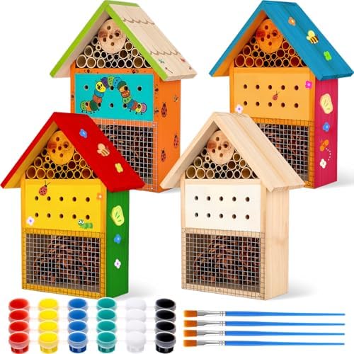 Leinuosen 4 Set Bug Hotel Kit, DIY Cedar Insect House for Bee Ladybug by Leinuosen