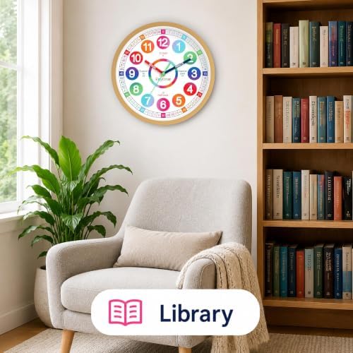 Roymnie 14" Wall Clock for Kids Learning Silent Battery Operated Teaching - Image 6