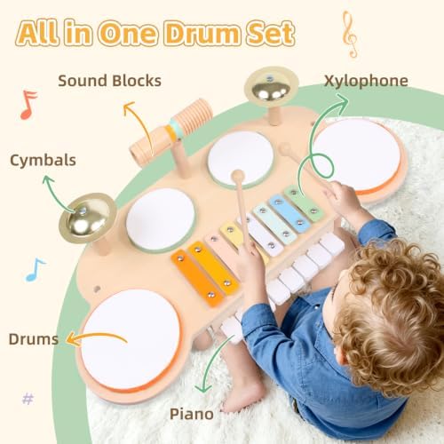 Toddler Drum Set for Toddlers 2-3, Baby Musical Percussion Instruments - Image 2