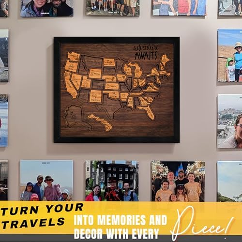 flinelife USA Landmarks Travel Map, 13x11, Wooden USA Map Puzzle, Perfect For Couples and Families Gift - Image 4