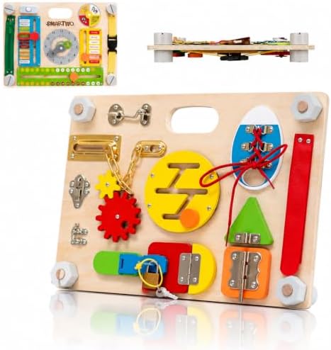 Montessori Busy Board for Toddlers, Wooden Activity Board Ages 3+ by LearnfromPlay
