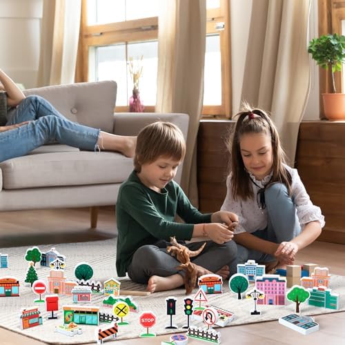 Kathfly 36 Pcs Wooden Community Helpers Buildings, Career Figures Toy - Image 6