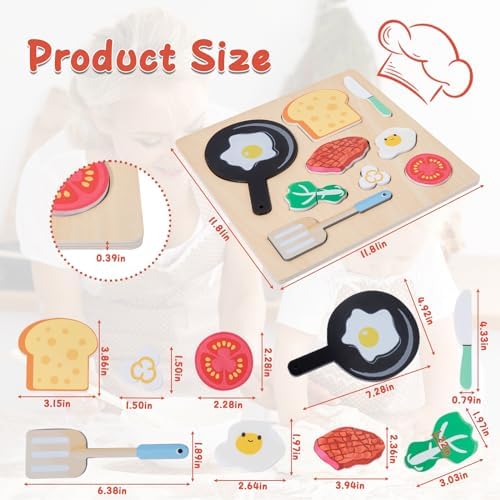 Adena Montessori Wooden Play Food Set, 3+ - Image 6