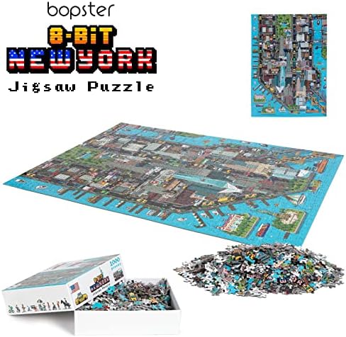 1000 Piece Puzzle - 8-bit Retro Gaming Style New York City Jigsaw Puzzles 1000 Pieces for Adults Made with 100% Recycled Cardboard - Puzzles for Adults Level 3 by bopster - Image 4
