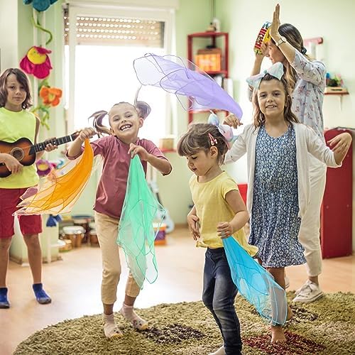 15 Colors Silky Dance Scarves Music Movement Scarves for Kids Play (60) - Image 2