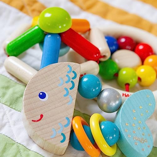 HABA Rattlefish Wooden Baby Rattle with Plastic Rings, Sensory Toys 6-12 Months & Grasping Toy for Babies, Made in Germany - Image 5