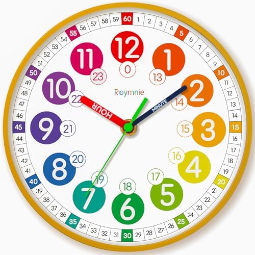 Roymnie Wall Clock Kids Battery Operated Silent Non-Ticking Classroom 8" by Unknown