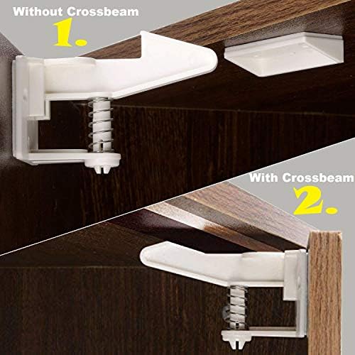 Cabinet Locks Child Safety Latches - OKEFAN 12 Pack Baby Proofing Cabinets Drawer Lock Adhesive Latch for Kids Proof Drawers No Drilling Tools Needed (White) - Image 4