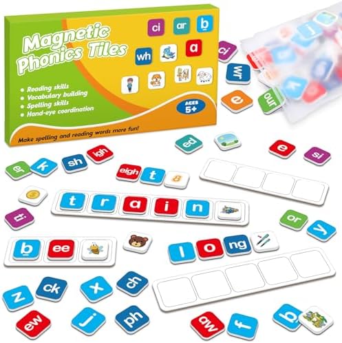 Magnetic Letter Tiles, Phonics Spelling Games Speech Therapy Phonemic Awareness Alphabet Fridge Magnets Learn to Read Science Reading Manipulative Elkonin Box Preschool Kindergarten Classroom by Unknown