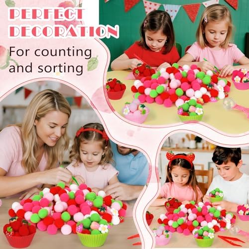 143 Pcs Strawberry Sensory Bin Items Spring Summer Counting Sorting Sensory Bin Filler Fine Motor Strawberry Counts for Valentine Sorting Counting Decor - Image 6