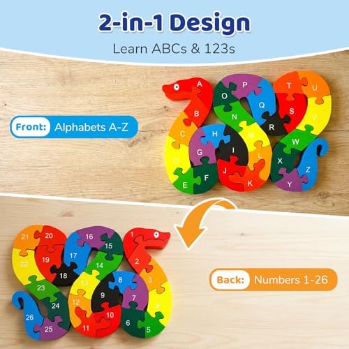 LovesTown Wooden Alphabet & Numbers Puzzle - Image 2