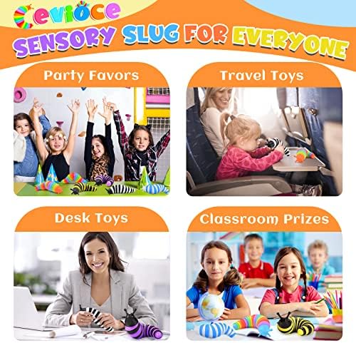 Cevioce Sensory Slug Fidget Toys - 6 Pcs Cute Autism Sensory Toys for Autistic Children & Kids Party Favors, Age 3+ - Image 5