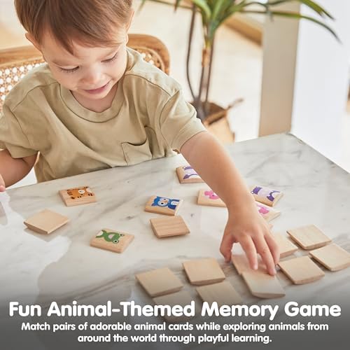 PlanToys® Wooden Animals Memo Game Montessori Memory Matching Kids Toy - Image 5