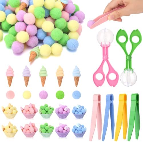 136 Pcs Ice Cream Sensory Bin Filler Counting Sorting Fine Motor Toys by libfrnt