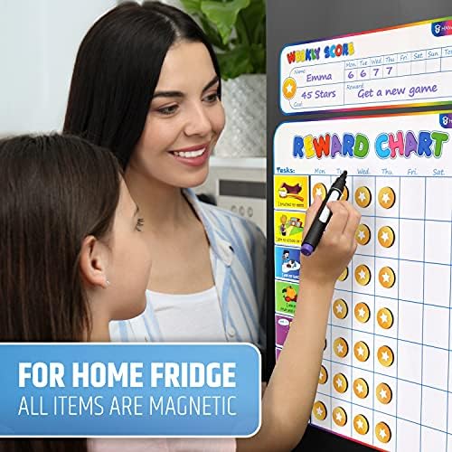 Large Magnetic Reward Chart for Kids - 127 Pre-Written Stickers (Including Potty Training) + 30 Customizable Chores - Behavior, Responsibility & Incentive Routine Star Chart for Fridge (1 Kid Version) - Image 2