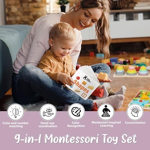 Pine Bunny Montessori Wooden 11-in-1 Toy Set for 13+ Months 3-in-1 Coins Carrots Matchsticks box Shape Sorter Bunny Doll Sand Hammer Animal Puzzle Educational Learning and Problem Solving Toddler Toys - Image 4