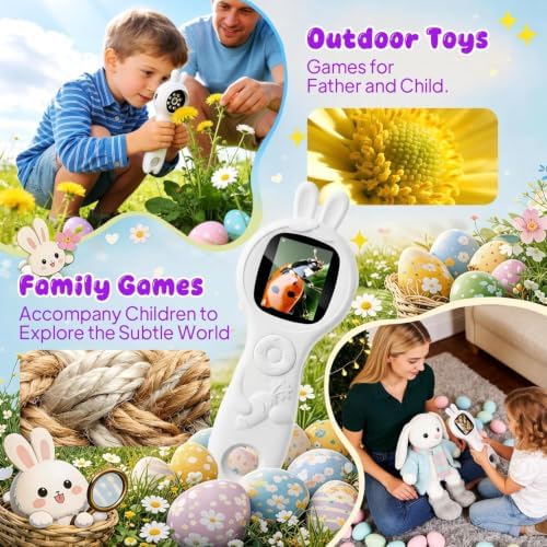 Children's Handheld Electronic Magnifying Glass, White Rabbit-Shaped Science Educational Microscope Kit, STEM Educational Toy for Kids Ages 5–10 Birthday Gift for Boys & Girls - Image 4