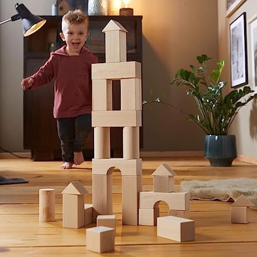 HABA Wooden Building Blocks 60 Piece Set, Ideal Toddler Blocks for & Kids Stacking Toys for Ages 1 & Up for Open-Ended Play, Made in Germany - Image 6