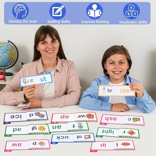 30 Read and Rhyme Flip Books for Kids, Word Family Phonics Flash Cards for Toddlers, Kindergarten & Homeschool Preschool Learning Activities, Sight Words Games for Ages 3+ - Image 2