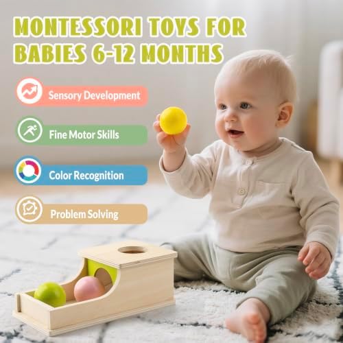 Montessori Toys for 6 Month Old, Object Permanence Box with Three Balls - Image 3