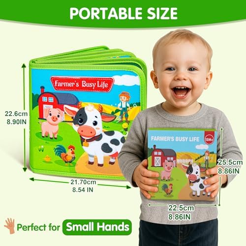 Quanquer Montessori Busy Book for Toddlers 1-3 - Farm Animal Sensory Busy Board for 1 Year Old Boys and Girls, Educational Travel Toy for Airplane Car Activities, Birthday Christmas Toddler Gifts - Image 4