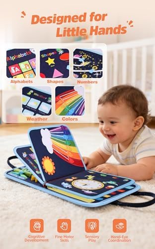 Toddler Busy Board Montessori Toys for 1-3 Year Old, Dinosaur Busy Book - Image 3