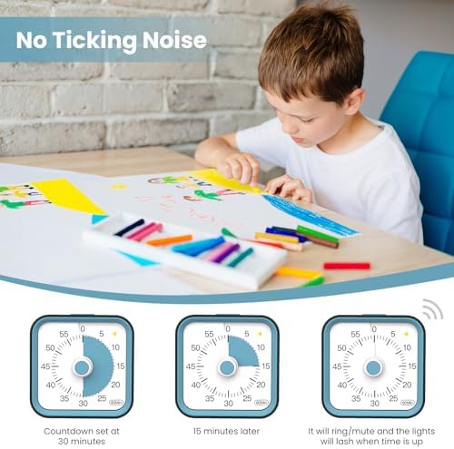 Visual Timer for Kids, Countdown Timer with Pause Function, Black - Image 5