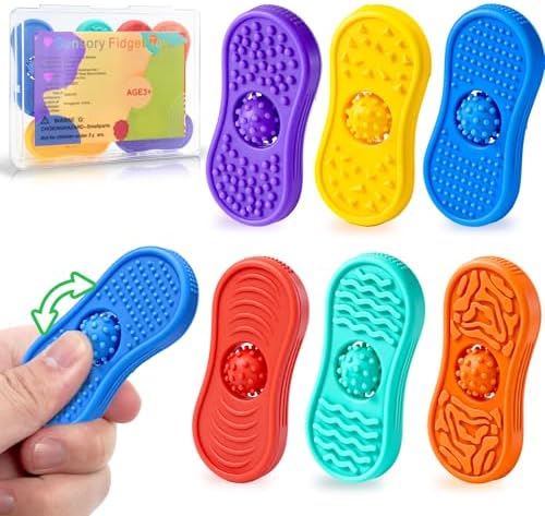 Sensory Fidget Toys for Kids 6 Pack Silicone Worry Stones for Autism ADHD Calming Down Quiet Figette Classroom Must Have Stress Toy for Anxiety Relief Office Desk Toy Set Easter Basket Stuffer Gift by Kyerivs