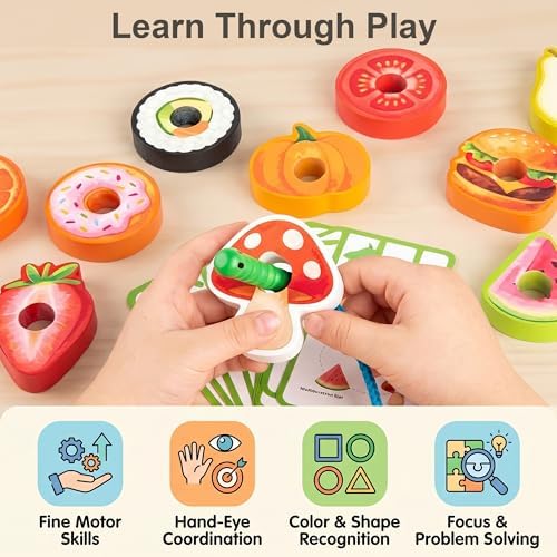 Wooden Caterpillar Lacing Toy, Fine Motor Skills Preschool Gift - Image 3